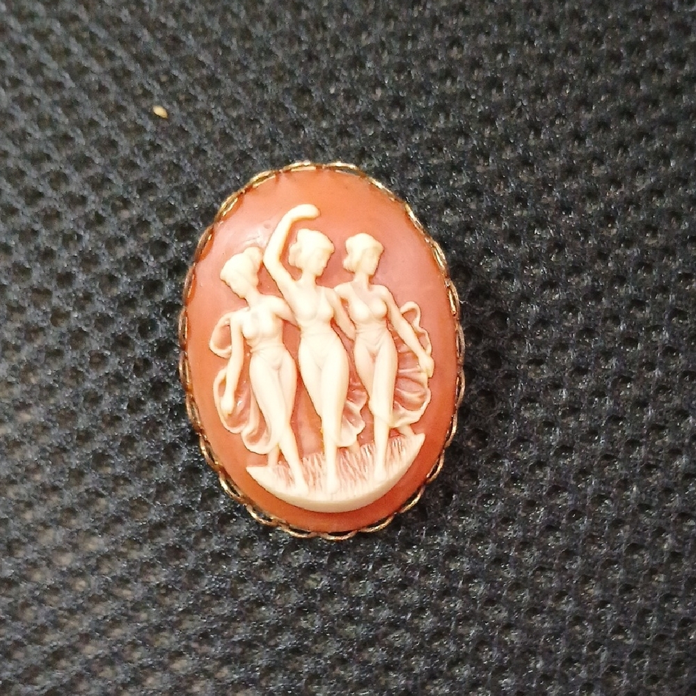Elegant Cameo Brooch in Gold and Cream